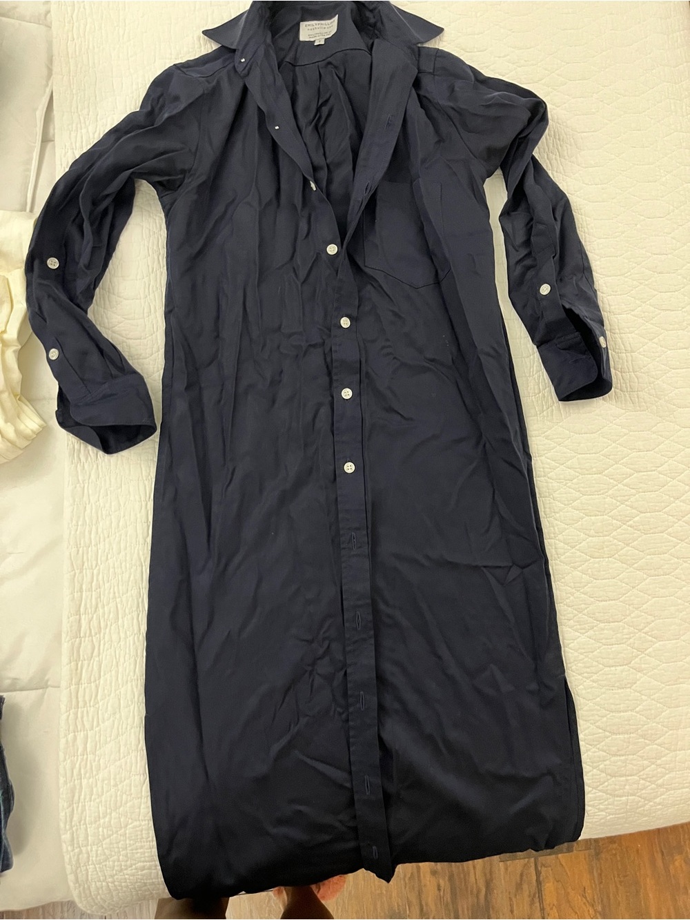 Classic Long Navy Button-Front Maxi Shirt Dress